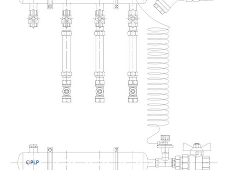 Узел коллекторный для отопления этажный с правым подключением на 3 выхода PLP УКЭО-П-25-АИ-А15-50СТ-100-3-15-Р15Э-ВП110-РВ-КД