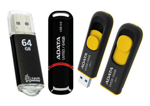 Флешка USB 64 Gb запечатанные, чёрные.