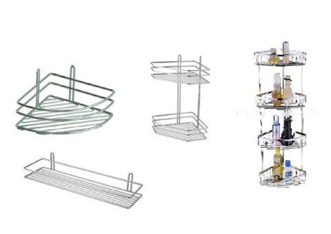 Полки угловые и прямые для ванной комнаты.