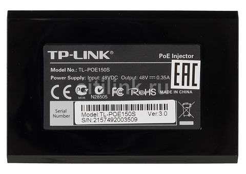 Характеристики инжектор TP-Link TL-POE150S 2GE/1PoE 48V 15,4W 802.3af