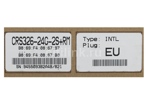 Характеристики коммутатор MikroTik CRS326-24G-2S+RM 24G 2SFP+ управляемый