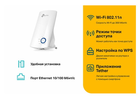 Характеристики повторитель беспроводного сигнала TP-LINK TL-WA850RE, белый