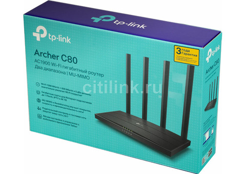 Характеристики wi-Fi роутер TP-LINK Archer C80, AC1900, черный